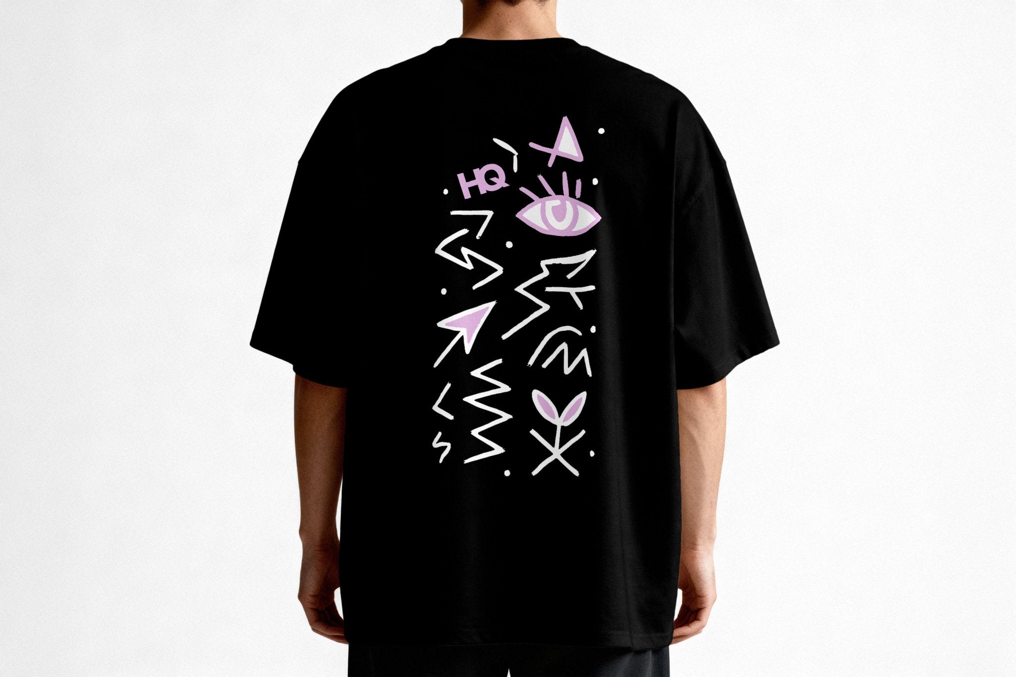 Eyes On U by HardQrew – Oversized T-Shirt (Black) - HARDQREW