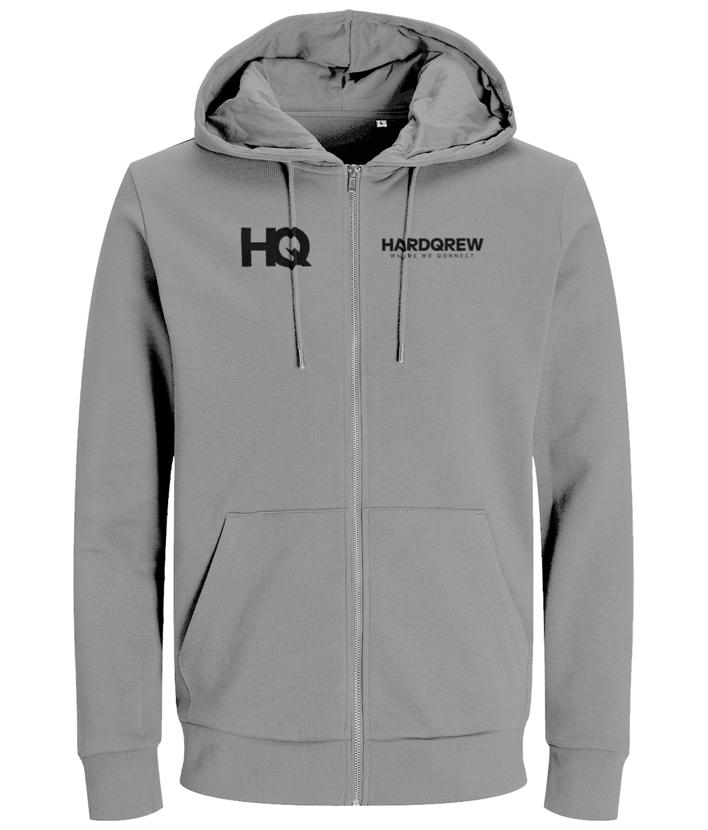 HQ 'HardQrew' Zipped Hoodie (Black on White) - HARDQREW