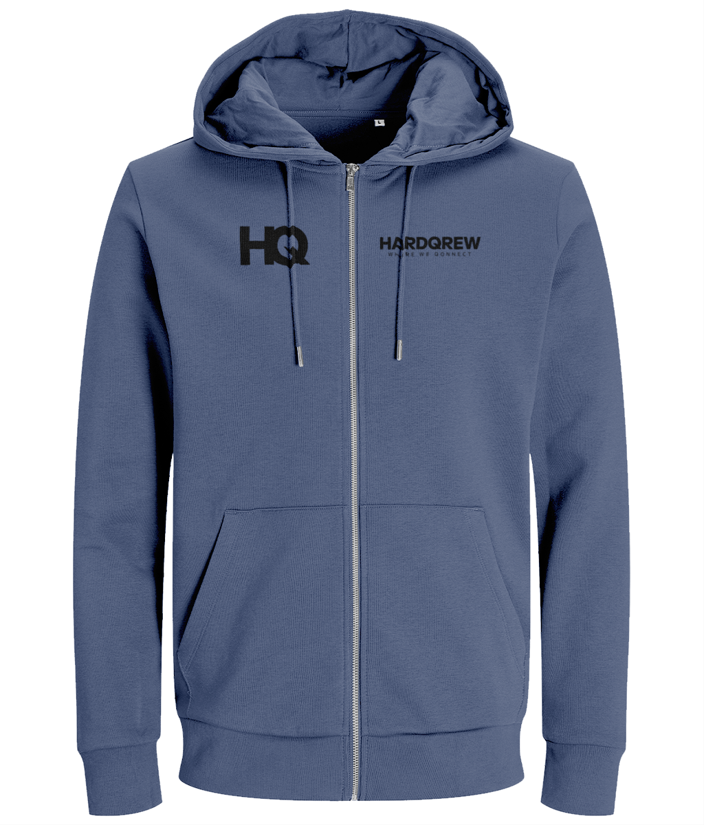 HQ 'HardQrew' Zipped Hoodie (Black on White) - HARDQREW