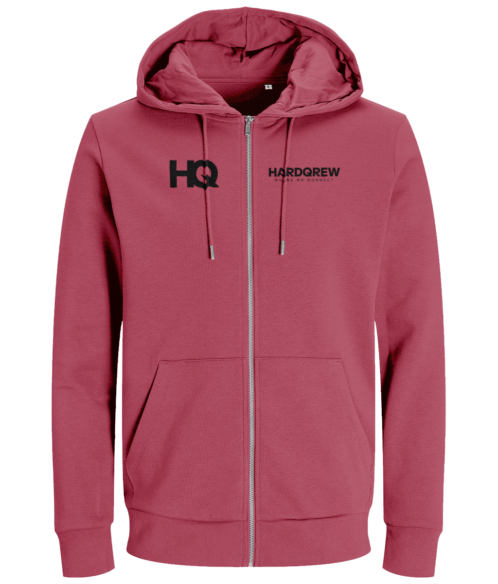 HQ 'HardQrew' Zipped Hoodie (Black on White) - HARDQREW