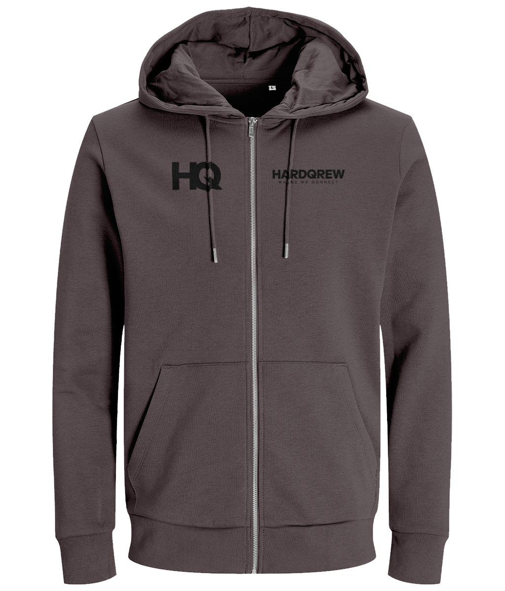 HQ 'HardQrew' Zipped Hoodie (Black on White) - HARDQREW
